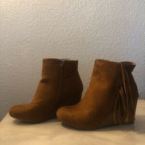 Torrid Cognac Booties with side tassels